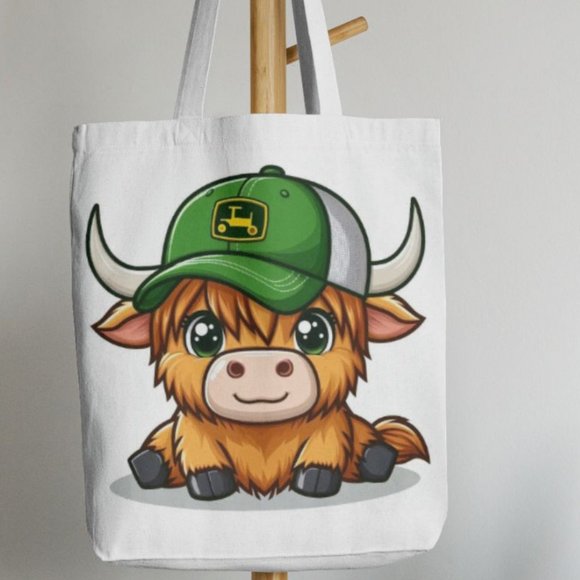 Highland Cow Western Canvas Tote Bag - Picture 2 of 2